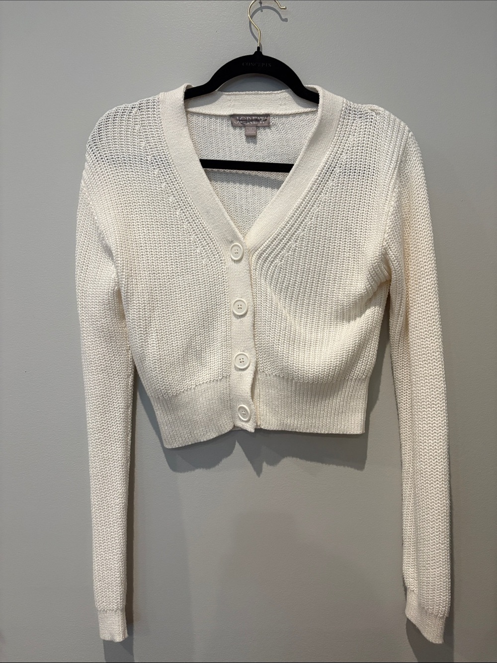 J. Crew Cropped Button Front V Neck Cardigan